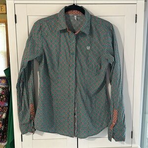Cinch Women’s Geometric Turquoise Button Down size M